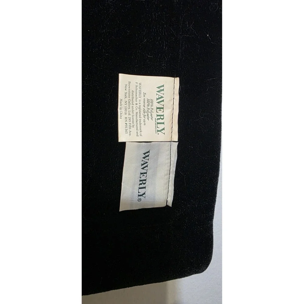 WAVERLY 7 Thick Black Velvet Plaid Placemats Gold‎ Trim Christmas Holiday Party
